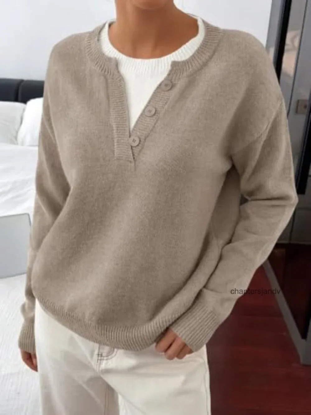 Women Long Sleeve Crew Neck Knit Sweater Oversized Pullover Top